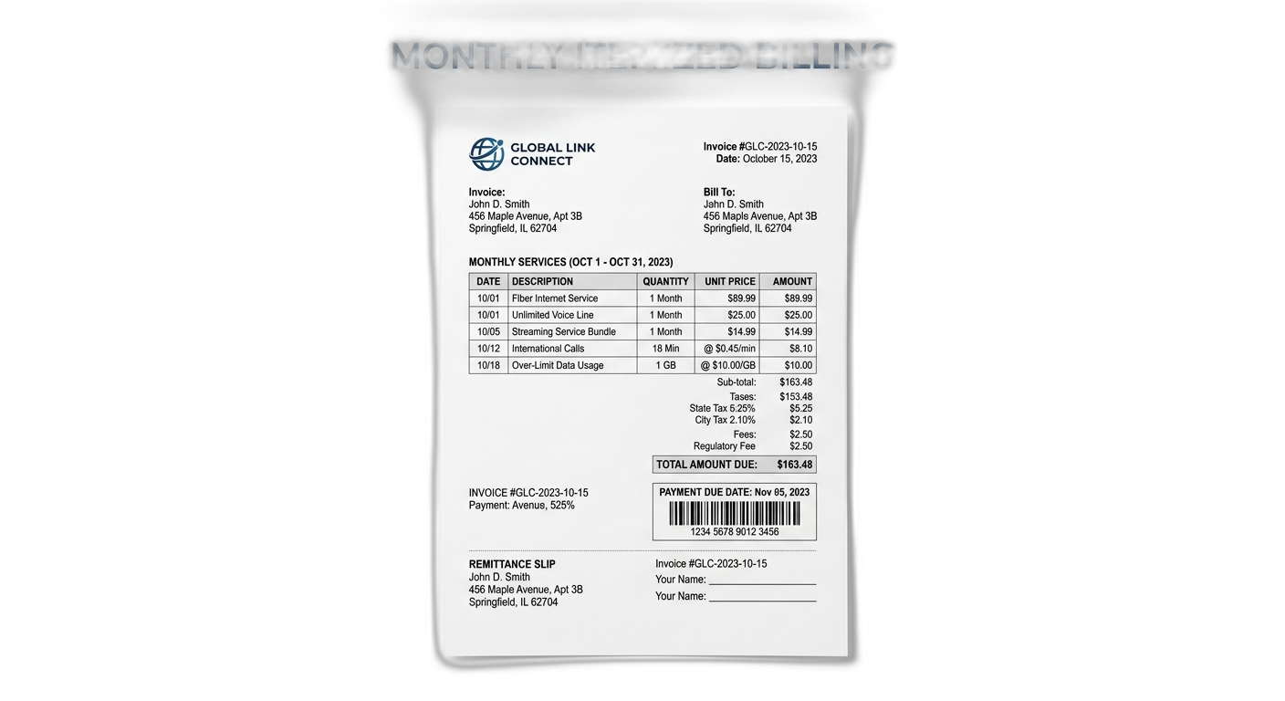 Montly Itemized Billing